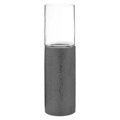 Orsina Martele Medium Pillar Candle Holder – Hammered Nickel Finish