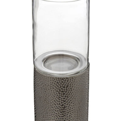 Orsina Martele Medium Pillar Candle Holder – Hammered Nickel Finish