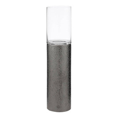 Orsina Martele Large Pillar Candle Holder | Hammered Nickel Metal
