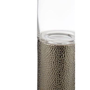 Orsina Martele Large Pillar Candle Holder | Hammered Nickel Metal