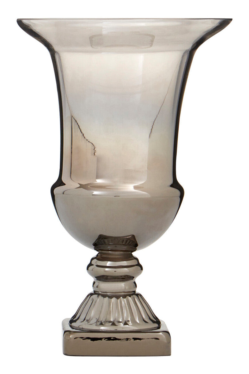 Orsina Alexa Ombre Fluted Glass Vase – Small Nickel to Clear Decor