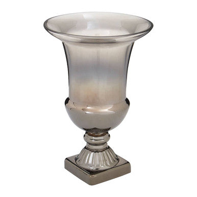 Orsina Alexa Ombre Fluted Glass Vase – Small Nickel to Clear Decor