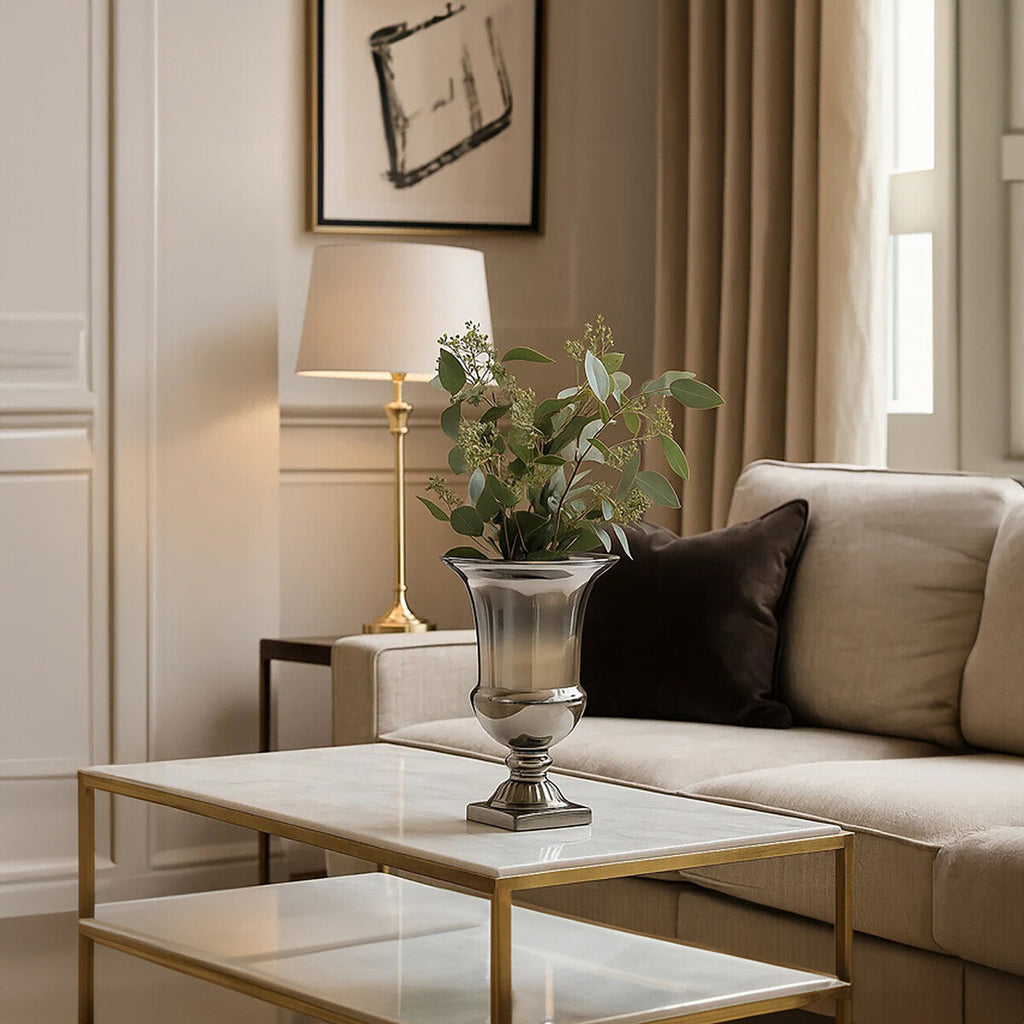 Orsina Alexa Ombre Fluted Glass Vase – Small Nickel to Clear Decor