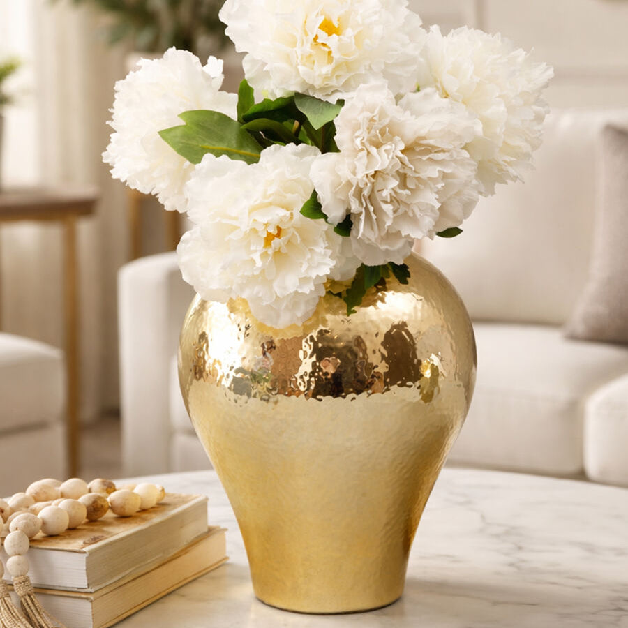 Orsina Nura Large Gold Ceramic Vase – Tall Meiping Inspired Decor