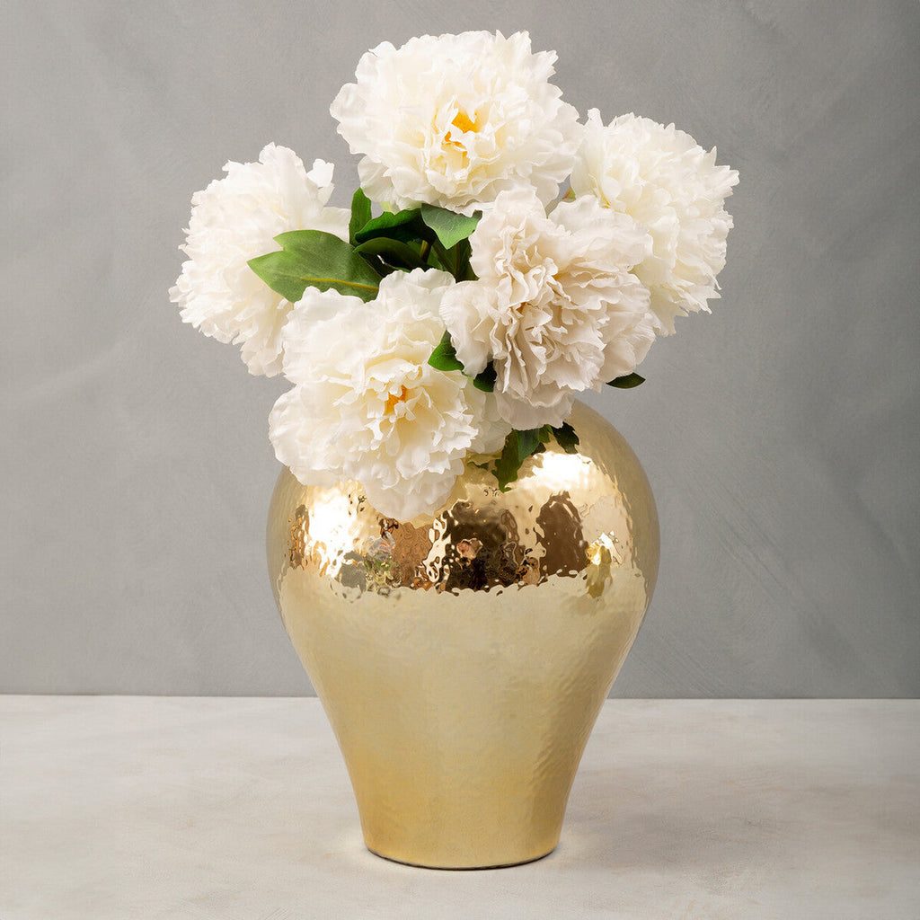 Orsina Nura Large Gold Ceramic Vase – Tall Meiping Inspired Decor