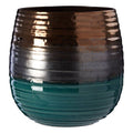 Orsina Capri Ceramic Planter – Gold and Blue Ribbed Decorative Pot