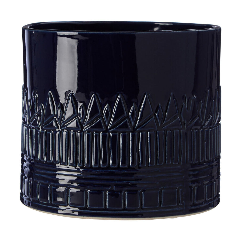 Orsina Petra Blue Ceramic Planter – Handcrafted Tribal Pattern Pot