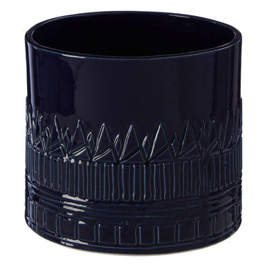 Orsina Petra Blue Ceramic Planter – Handcrafted Tribal Pattern Pot