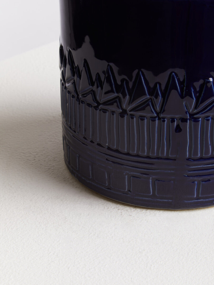 Orsina Petra Blue Ceramic Planter – Handcrafted Tribal Pattern Pot