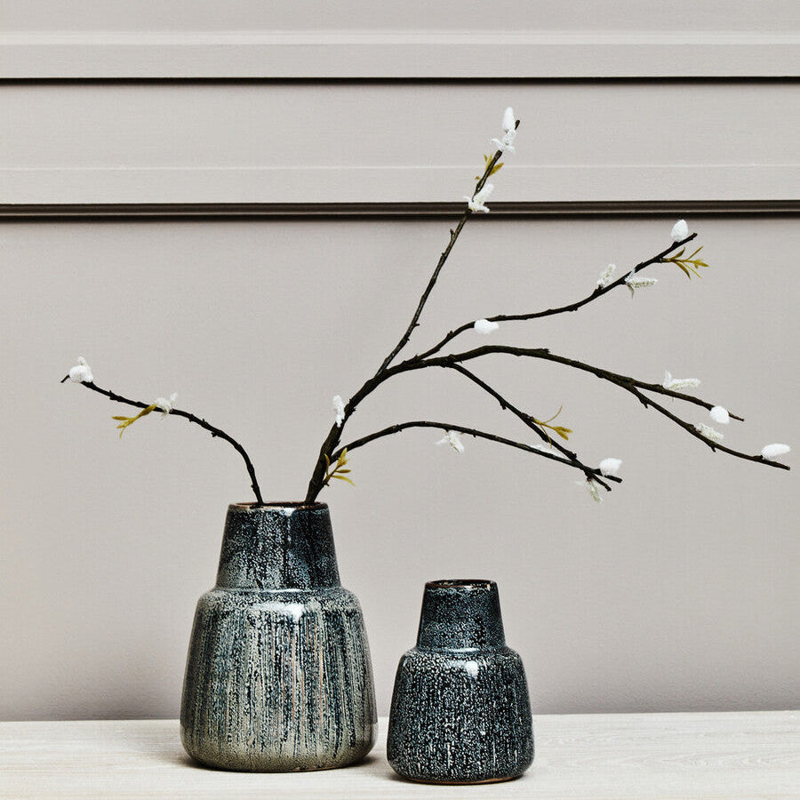 Orsina Kondo Large Ceramic Vase – Hand-Glazed Blue Speckled Decor