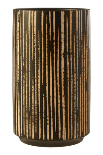 Orsina Kiso Large Tall Cylindrical Vase | Black and Cream Handcrafted