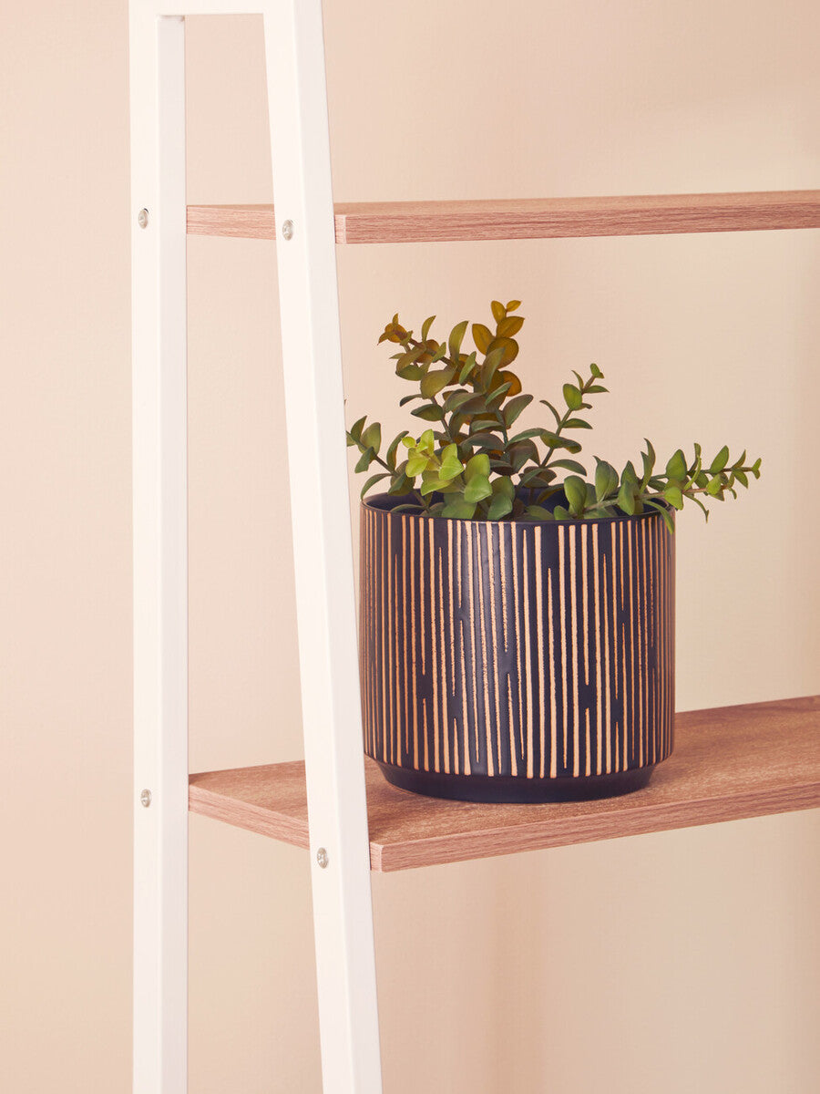 Orsina Kiso Small Ceramic Planter – Black and Cream Textured Vase