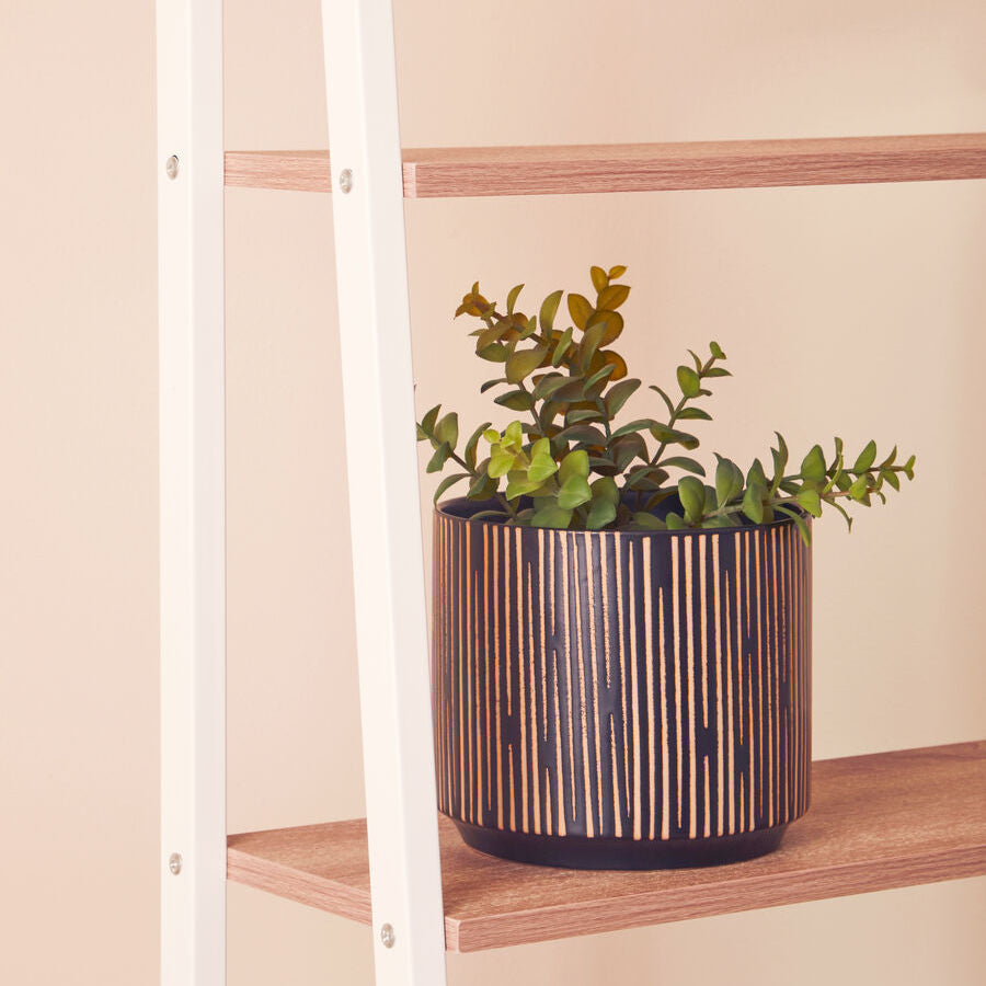 Orsina Kiso Small Ceramic Planter – Black and Cream Textured Vase