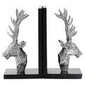 Orsina Kinsley Stag Bookends | Set of 2 Nickel and Black Marble