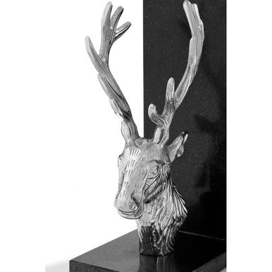 Orsina Kinsley Stag Bookends | Set of 2 Nickel and Black Marble