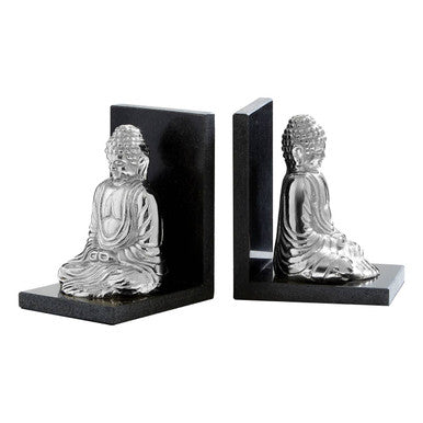 Orsina Buddha Bookends – Set of 2 Nickel and Black Marble Bookends