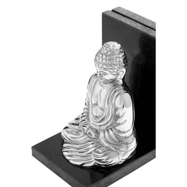 Orsina Buddha Bookends – Set of 2 Nickel and Black Marble Bookends