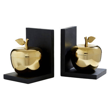 Orsina Kinsley Gold Apple Bookends with Storage - Set of 2 Black Accents