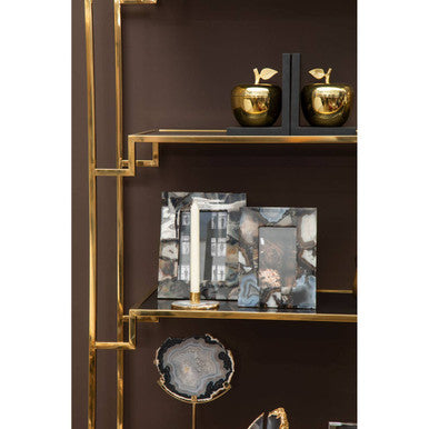 Orsina Kinsley Gold Apple Bookends with Storage - Set of 2 Black Accents