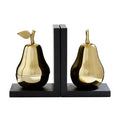 Orsina Kinsley Pear Bookends with Hidden Storage - Black and Gold, Set of 2
