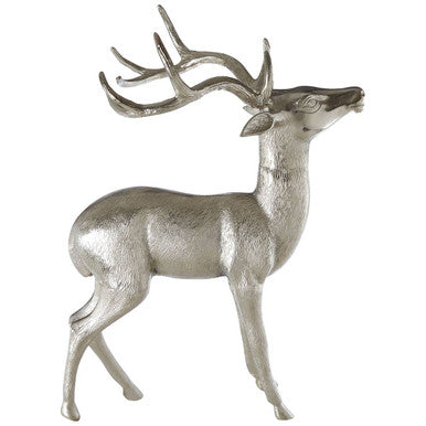 Orsina Large Floor Standing Stag Sculpture | Polished Nickel Aluminium