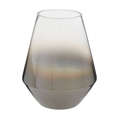 Orsina Alexa Ombre Glass Vase – Large Fluted Nickel and Clear Decor