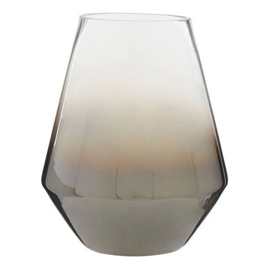 Orsina Alexa Ombre Glass Vase – Large Fluted Nickel and Clear Decor