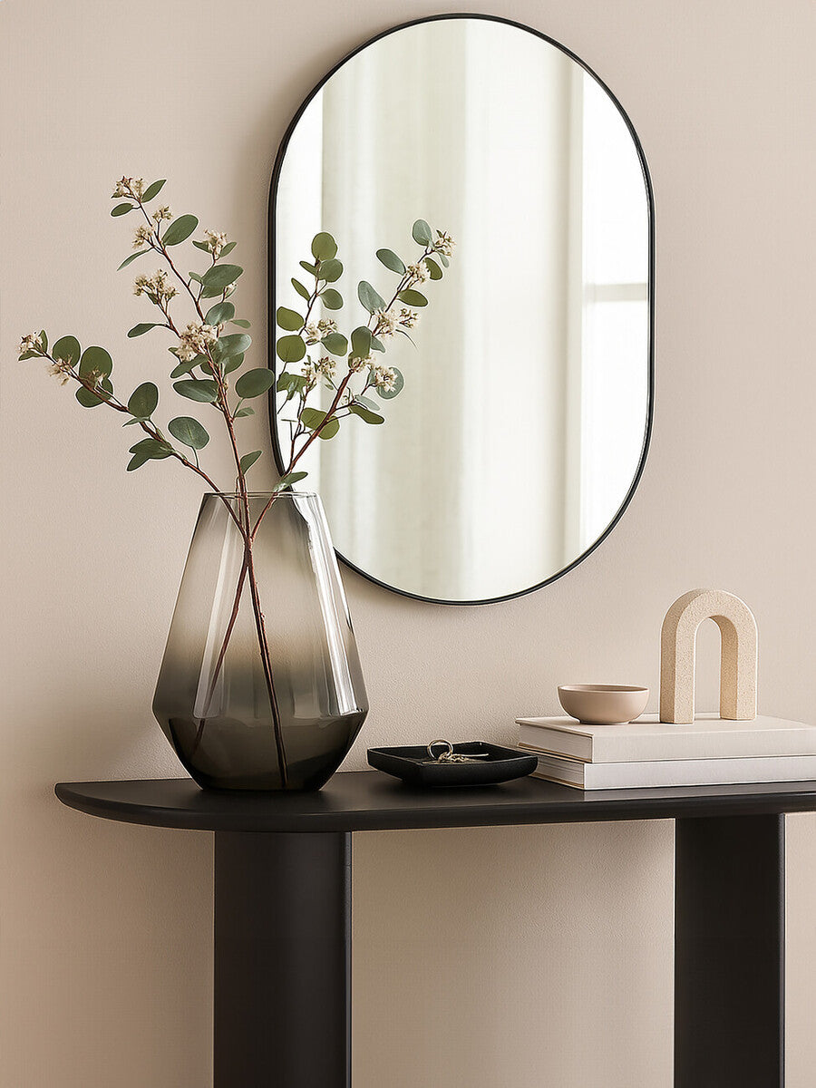 Orsina Alexa Ombre Glass Vase – Large Fluted Nickel and Clear Decor