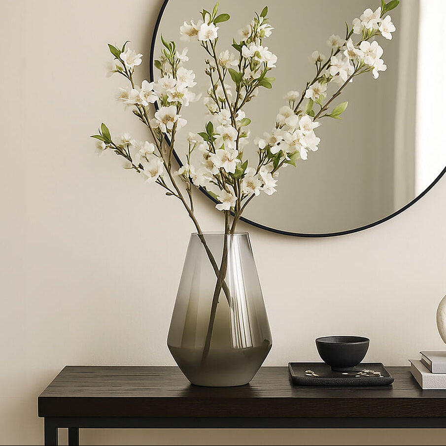 Orsina Alexa Small Glass Vase – Fluted Ombre Nickel to Clear