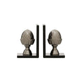 Orsina Kinsley Acorn Bookends | Silver & Black Marble Set of 2