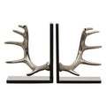 Orsina Antler Bookends – Set of 2 Modern Silver and Black Shelf Decor