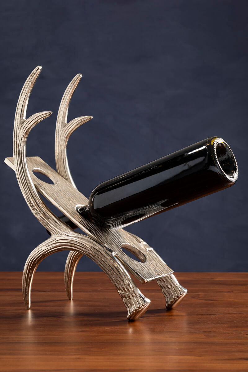Orsina Antler 3-Bottle Wine Rack – Silver Aluminium Tabletop Holder