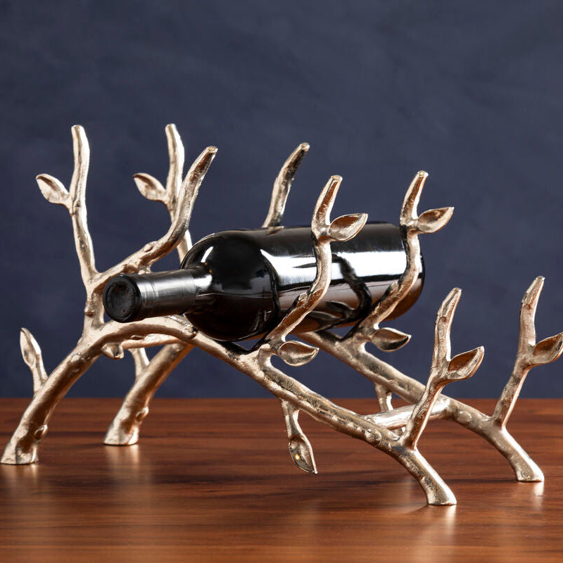Orsina Adria 3-Bottle Silver Metal Branch Wine Rack | Sculptural Decor