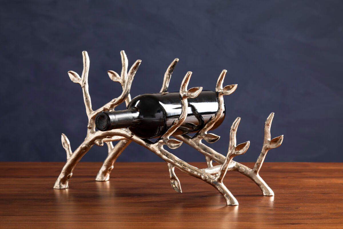 Orsina Adria 3-Bottle Silver Metal Branch Wine Rack | Sculptural Decor