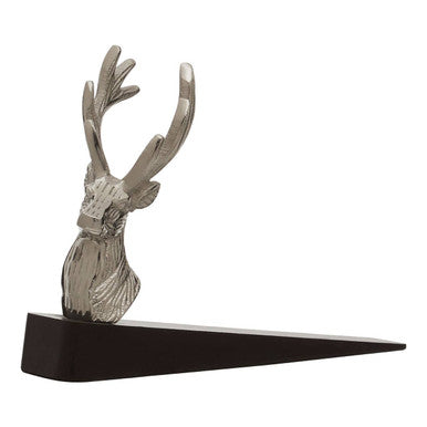 Orsina Silver Stag Door Stop – Decorative Black Wooden Door Wedge