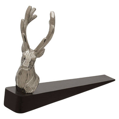 Orsina Silver Stag Door Stop – Decorative Black Wooden Door Wedge