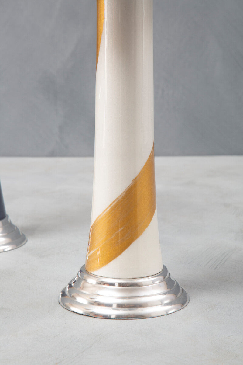 Orsina Alma White and Gold Candle Holder – Minimalist Aluminum Decor