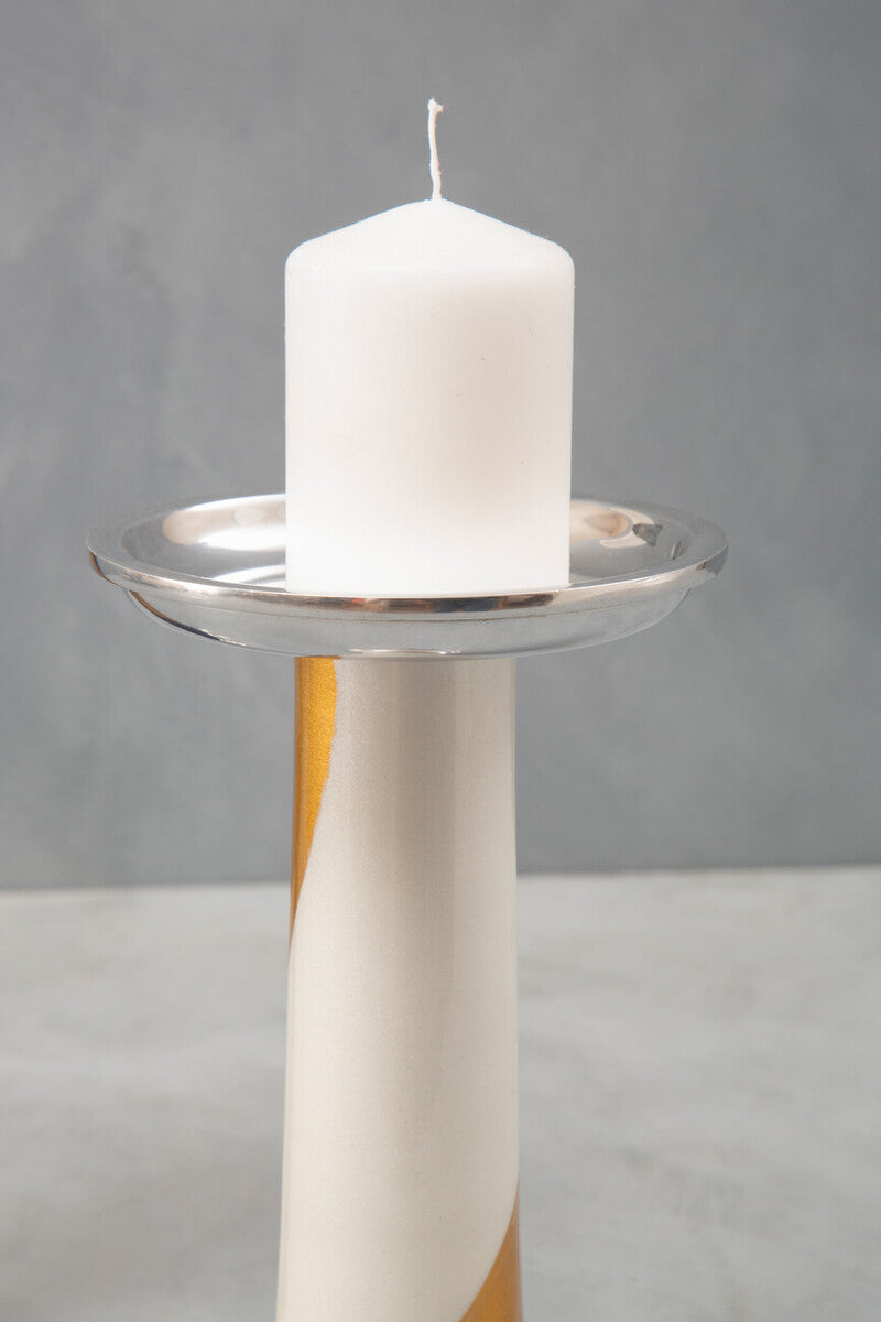Orsina Alma White and Gold Candle Holder – Minimalist Aluminum Decor