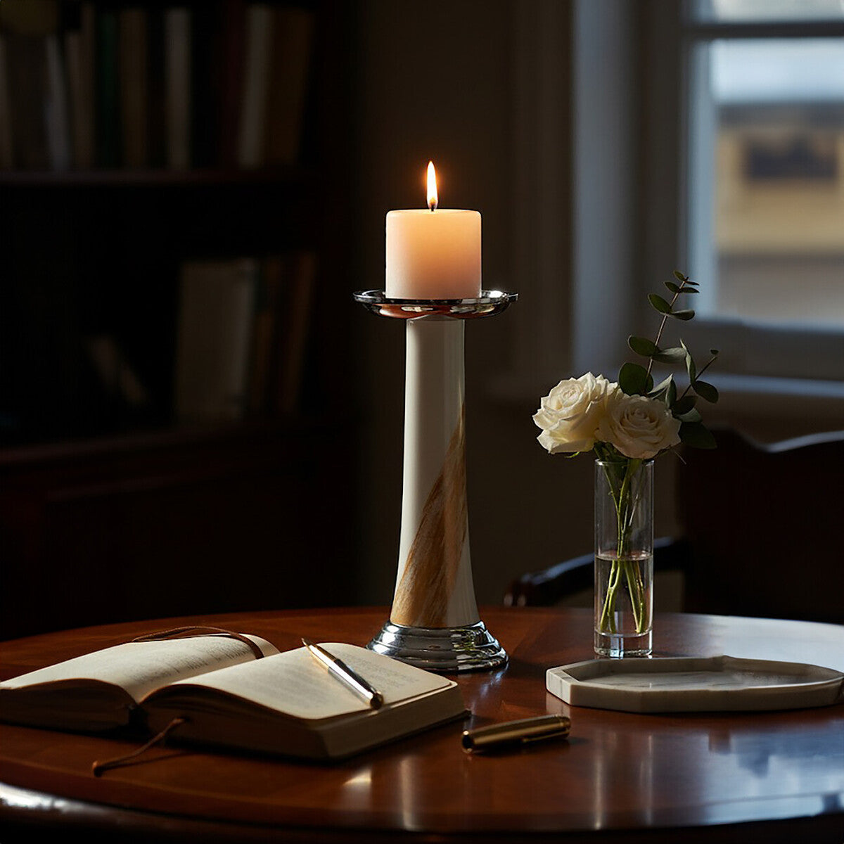 Orsina Alma White and Gold Candle Holder – Minimalist Aluminum Decor