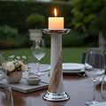 Orsina Alma White and Gold Candle Holder – Minimalist Aluminum Decor