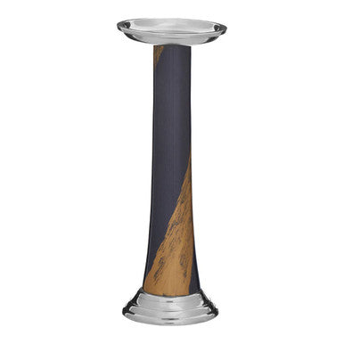 Orsina Alma Blue and Gold Metal Candle Holder – Modern Tabletop Decor