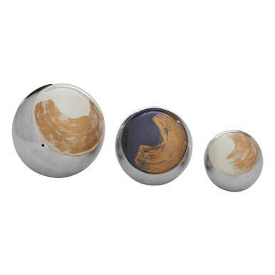 Orsina Alma Decorative Balls – Set of 3 Blue & White Aluminium Spheres