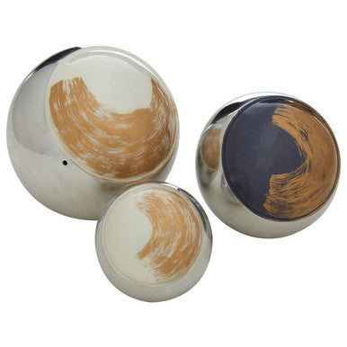 Orsina Alma Decorative Balls – Set of 3 Blue & White Aluminium Spheres