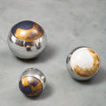 Orsina Alma Decorative Balls – Set of 3 Blue & White Aluminium Spheres