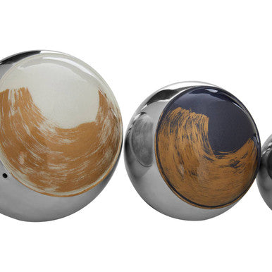 Orsina Alma Decorative Balls – Set of 3 Blue & White Aluminium Spheres