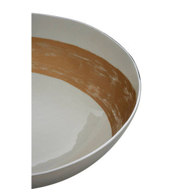 Orsina Alma Large Round Decorative Bowl – Gold and White Aluminium