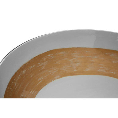 Orsina Alma Large Round Decorative Bowl – Gold and White Aluminium