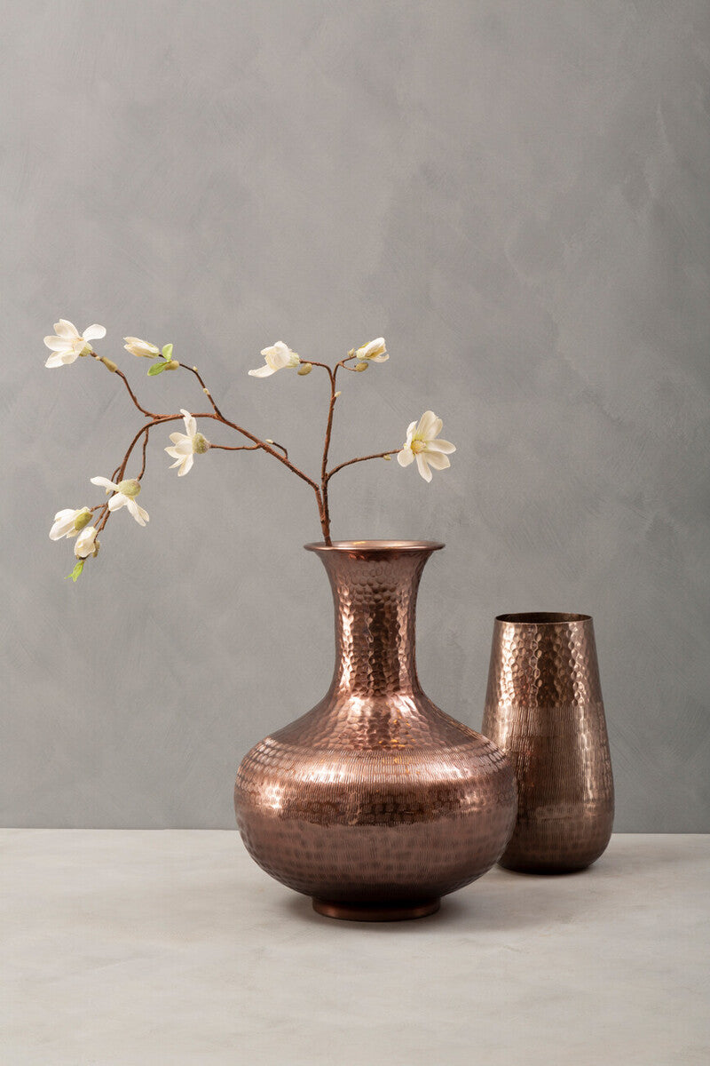 Orsina Solis Bottle Vase – Hammered Aluminium Metallic Home Decor