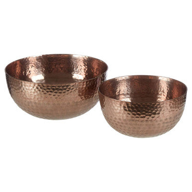 Orsina Solis Set of 2 Round Bronze Hammered Aluminium Decorative Bowls