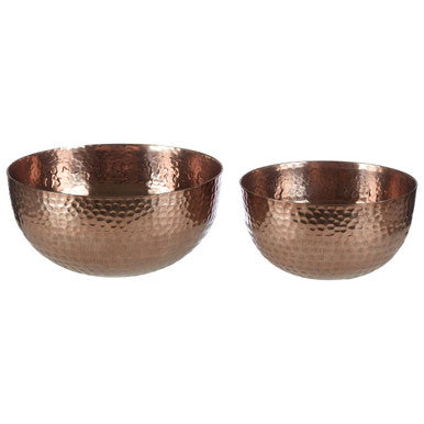 Orsina Solis Set of 2 Round Bronze Hammered Aluminium Decorative Bowls